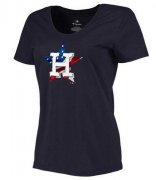 Wholesale Cheap Women's Houston Astros USA Flag Fashion T-Shirt Navy Blue