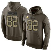 Wholesale Cheap NFL Men's Nike Minnesota Vikings #82 Kyle Rudolph Stitched Green Olive Salute To Service KO Performance Hoodie
