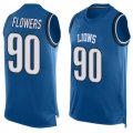 Wholesale Cheap Nike Lions #90 Trey Flowers Blue Team Color Men's Stitched NFL Limited Tank Top Jersey