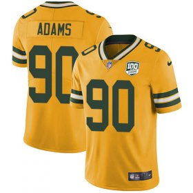 Wholesale Cheap Nike Packers #90 Montravius Adams Yellow Men\'s 100th Season Stitched NFL Limited Rush Jersey