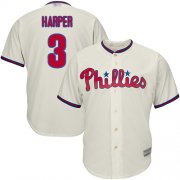 Wholesale Cheap Phillies #3 Bryce Harper Cream New Cool Base Stitched MLB Jersey