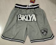 Wholesale Cheap Men's Brooklyn Nets Grey Just Don Swingman Throwback Shorts