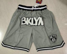 Wholesale Cheap Men\'s Brooklyn Nets Grey Just Don Swingman Throwback Shorts