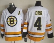 Wholesale Cheap Bruins #4 Bobby Orr White/Yellow CCM Throwback Stitched NHL Jersey