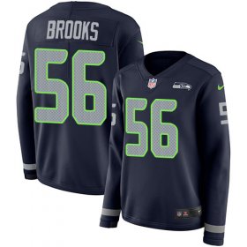 Wholesale Cheap Nike Seahawks #56 Jordyn Brooks Steel Blue Team Color Women\'s Stitched NFL Limited Therma Long Sleeve Jersey