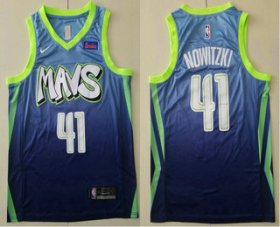 Wholesale Cheap Men\'s Dallas Mavericks #41 Dirk Nowitzki Blue 2020 Nike City Edition Swingman Jersey With The Sponsor Logo