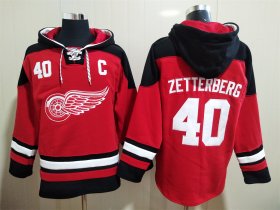 Wholesale Cheap Men\'s Detroit Red Wings #40 Henrik Zetterberg C Patch Red Hoodie
