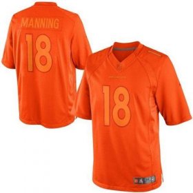 Wholesale Cheap Nike Broncos #18 Peyton Manning Orange Men\'s Stitched NFL Drenched Limited Jersey
