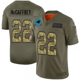 Wholesale Cheap Carolina Panthers #22 Christian McCaffrey Men\'s Nike 2019 Olive Camo Salute To Service Limited NFL Jersey