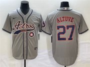 Wholesale Cheap Men's Houston Astros #27 Jose Altuve Gray With Patch Cool Base Stitched Baseball Jersey