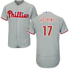 Wholesale Cheap Phillies #17 Rhys Hoskins Grey Flexbase Authentic Collection Stitched MLB Jersey