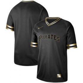 Wholesale Cheap Nike Pirates Blank Black Gold Authentic Stitched MLB Jersey