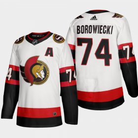 Cheap Ottawa Senators #74 Mark Borowiecki Men\'s Adidas 2020-21 Authentic Player Away Stitched NHL Jersey White