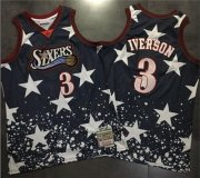Wholesale Cheap 76ers #3 Allen Iverson Navy Throwback 1997 4th of July Stitched NBA Jersey