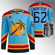 Wholesale Cheap Men's Florida Panthers #62 Brandon Montour Blue 2023 Stanley Cup Final Reverse Retro Stitched Jersey