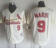 Wholesale Cheap Mitchell And Ness 1967 Cardinals #9 Roger Maris Cream Throwback Stitched MLB Jersey