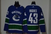 Wholesale Cheap Men's Vancouver Canucks #43 Quinn Hughes Blue Adidas Stitched NHL Jersey