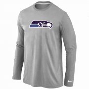 Wholesale Cheap Nike Seattle Seahawks Logo Long Sleeve T-Shirt Grey