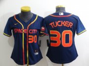 Wholesale Cheap Women's Houston Astros #30 Kyle Tucker Number 2022 Navy Blue City Connect Cool Base Stitched Jersey