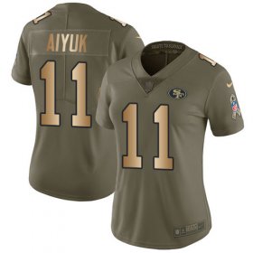 Wholesale Cheap Nike 49ers #11 Brandon Aiyuk Olive/Gold Women\'s Stitched NFL Limited 2017 Salute To Service Jersey