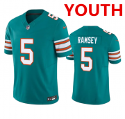 Cheap Youth Miami Dolphins #5 Jalen Ramsey Aqua 2023 F.U.S.E Vapor Limited Stitched Football Jersey