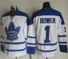 Wholesale Cheap Maple Leafs #1 Johnny Bower White CCM Throwback Winter Classic Stitched NHL Jersey