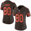 Wholesale Cheap Nike Browns #80 Jarvis Landry Brown Women's Stitched NFL Limited Rush Jersey