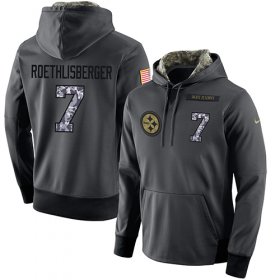 Wholesale Cheap NFL Men\'s Nike Pittsburgh Steelers #7 Ben Roethlisberger Stitched Black Anthracite Salute to Service Player Performance Hoodie