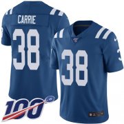 Wholesale Cheap Nike Colts #38 T.J. Carrie Royal Blue Team Color Men's Stitched NFL 100th Season Vapor Untouchable Limited Jersey