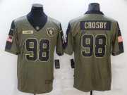 Wholesale Cheap Men's Las Vegas Raiders #98 Maxx Crosby 2021 Olive Salute To Service Limited Stitched Jersey
