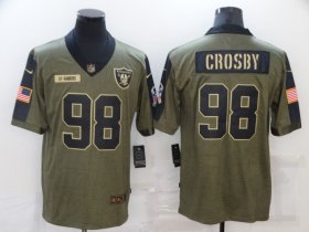 Wholesale Cheap Men\'s Las Vegas Raiders #98 Maxx Crosby 2021 Olive Salute To Service Limited Stitched Jersey