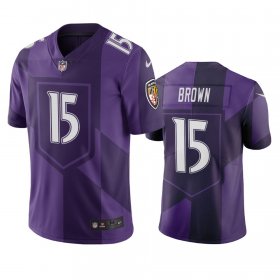 Wholesale Cheap Baltimore Ravens #15 Marquise Brown Purple Vapor Limited City Edition NFL Jersey