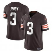 Cheap Men's Cleveland Browns #3 Jerry Jeudy Brown Vapor Limited Football Stitched Jersey