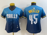 Cheap Women's Philadelphia Phillies #45 Zack Wheeler Blue 2024 City Cool Base Stitched Jersey