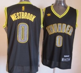 Wholesale Cheap Oklahoma City Thunder #0 Russell Westbrook Black Electricity Fashion Jersey