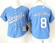 Wholesale Cheap Toddler Royals #8 Mike Moustakas Light Blue Alternate 1 Cool Base Stitched MLB Jersey