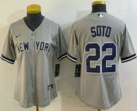 Cheap Women\'s New York Yankees #22 Juan Soto Grey Cool Base Stitched Baseball Jersey