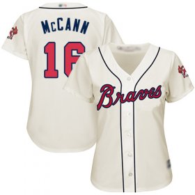 Wholesale Cheap Braves #16 Brian McCann Cream Alternate Women\'s Stitched MLB Jersey