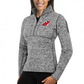 Wholesale Cheap New Jersey Devils Antigua Women\'s Fortune 1/2-Zip Pullover Sweater Black