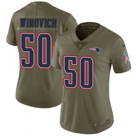Wholesale Cheap Nike Patriots #50 Chase Winovich Olive Women\'s Stitched NFL Limited 2017 Salute to Service Jersey