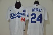 Wholesale Cheap Los Angeles Dodgers #24 Kobe Bryant Men's Nike White Cool Base KB Patch MLB Jersey