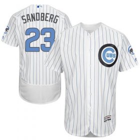 Wholesale Cheap Cubs #23 Ryne Sandberg White(Blue Strip) Flexbase Authentic Collection Father\'s Day Stitched MLB Jersey