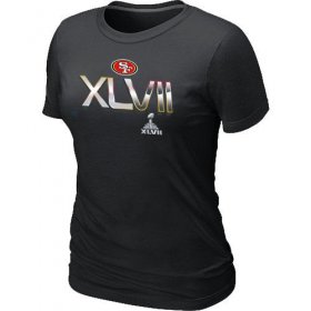 Wholesale Cheap Women\'s San Francisco 49ers Super Bowl XLVII On Our Way T-Shirt Black