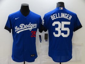 Wholesale Cheap Men\'s Los Angeles Dodgers #35 Cody Bellinger Blue 2021 City Connect Flex Base Stitched Jersey