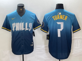 Cheap Men's Philadelphia Phillies #7 Trea Turner Blue 2024 City Connect Limited Stitched Jersey