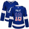 Cheap Adidas Lightning #18 Ondrej Palat Blue Home Authentic USA Flag Women's Stitched NHL Jersey