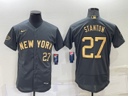Wholesale Men's New York Yankees #27 Giancarlo Stanton Number Grey 2022 All Star Stitched Flex Base Nike Jersey