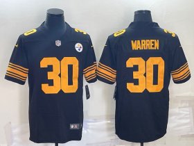 Wholesale Cheap Men\'s Pittsburgh Steelers #30 Jaylen Warren Black Color Rush Stitched Jersey