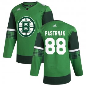 Wholesale Cheap Boston Bruins #88 David Pastrnak Men\'s Adidas 2020 St. Patrick\'s Day Stitched NHL Jersey Green.jpg