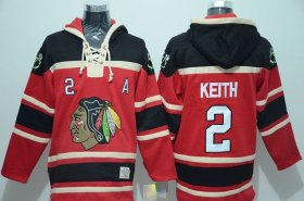 Wholesale Cheap Blackhawks #2 Duncan Keith Red Sawyer Hooded Sweatshirt Stitched NHL Jersey